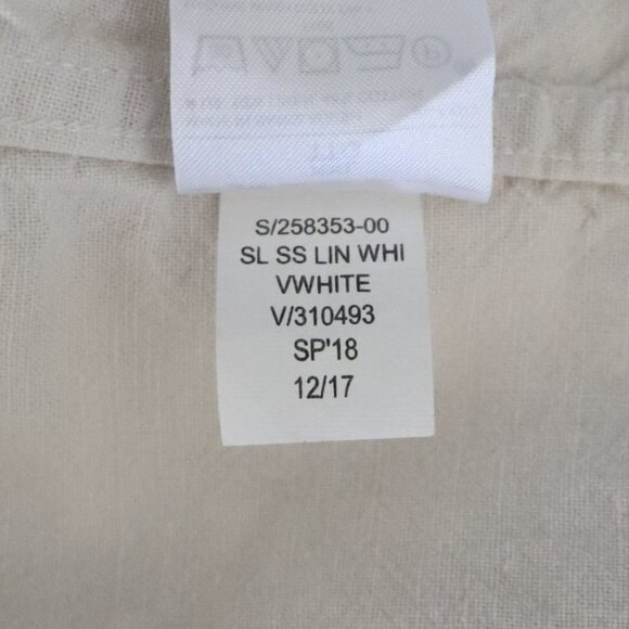 Banana Republic Mens White Sz XL Slim Fit Linen Collared Button Down T-Shirt Top - Picture 12 of 12